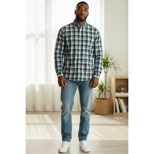 Merona Men's Plaid Button Down Shirt Long Sleeve Casual Button Up Size M